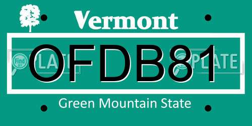 OFDB81 Vermont License Plate