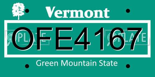 OFE4167 Vermont License Plate