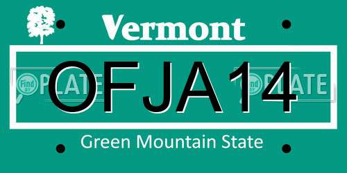 OFJA14 Vermont License Plate