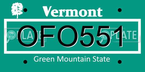 OFO551 Vermont License Plate