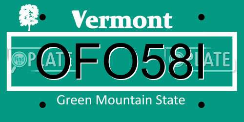 OFO58I Vermont License Plate