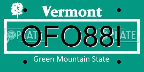 OFO88I Vermont License Plate