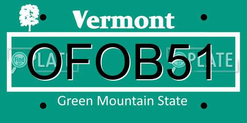 OFOB51 Vermont License Plate