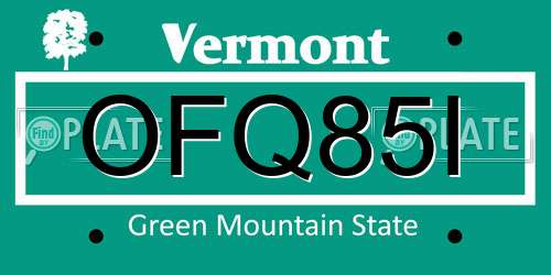 OFQ85I Vermont License Plate