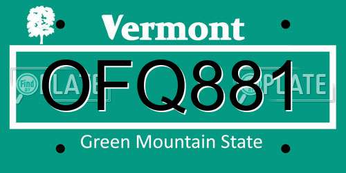 OFQ881 Vermont License Plate