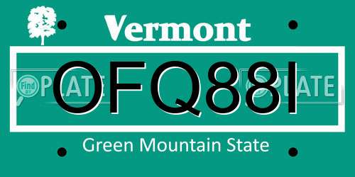 OFQ88I Vermont License Plate