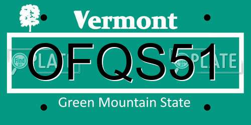 OFQS51 Vermont License Plate