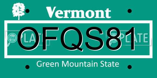 OFQS81 Vermont License Plate