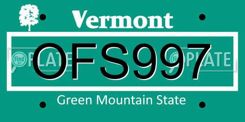 OFS997 Vermont License Plate
