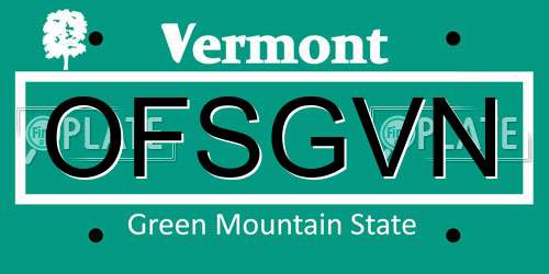 OFSGVN Vermont License Plate