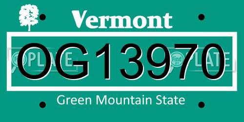 OG13970 Vermont License Plate