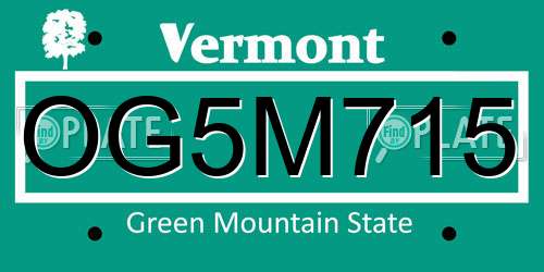 OG5M715 Vermont License Plate
