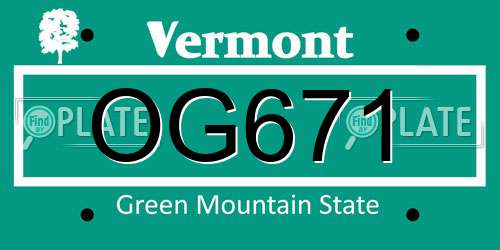 OG671 Vermont License Plate