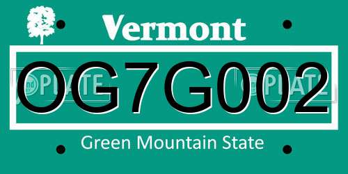 OG7G002 Vermont License Plate