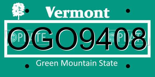 OGO9408 Vermont License Plate