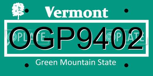 OGP9402 Vermont License Plate