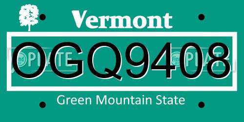 OGQ9408 Vermont License Plate
