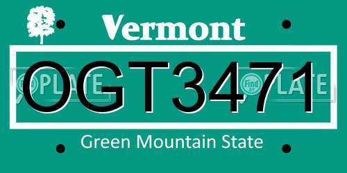 OGT3471 Vermont License Plate