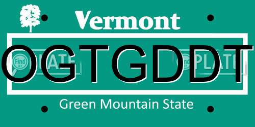 OGTGDDT Vermont License Plate
