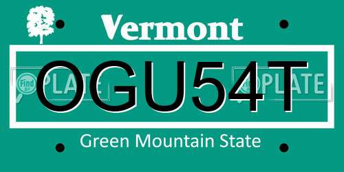 OGU54T Vermont License Plate