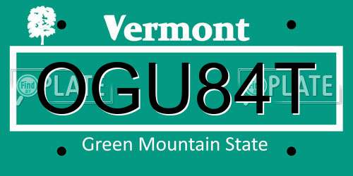 OGU84T Vermont License Plate