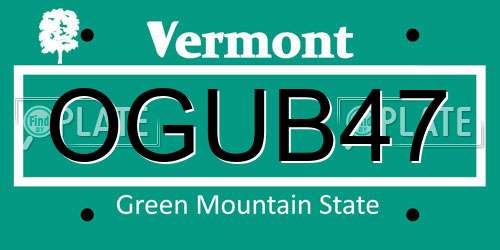 OGUB47 Vermont License Plate