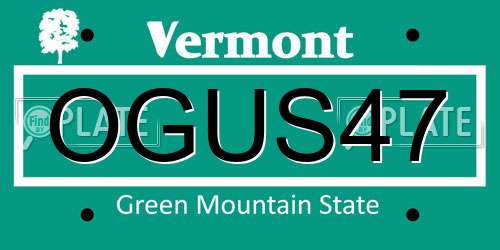 OGUS47 Vermont License Plate