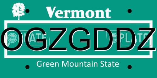 OGZGDDZ Vermont License Plate