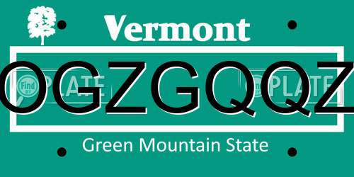 OGZGQQZ Vermont License Plate