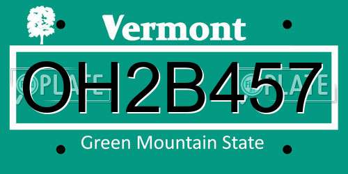 OH2B457 Vermont License Plate