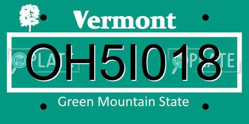 OH5I018 Vermont License Plate
