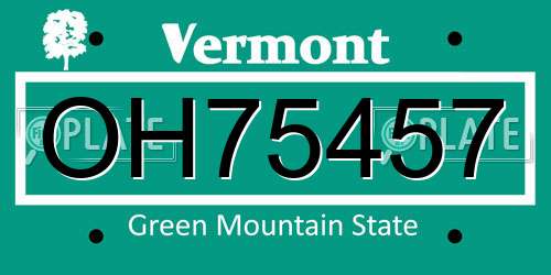 OH75457 Vermont License Plate