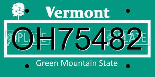OH75482 Vermont License Plate