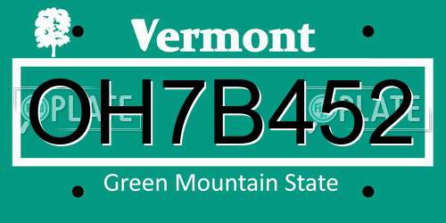 OH7B452 Vermont License Plate