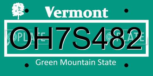 OH7S482 Vermont License Plate