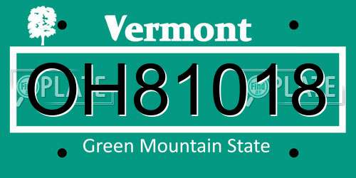 OH81018 Vermont License Plate