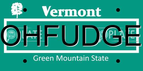 OHFUDGE Vermont License Plate