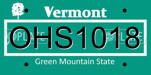 OHS1018 Vermont License Plate