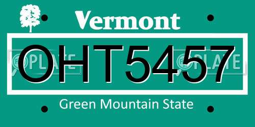 OHT5457 Vermont License Plate