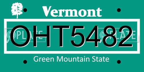 OHT5482 Vermont License Plate