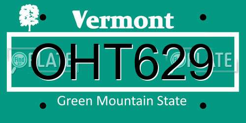 OHT629 Vermont License Plate