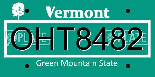 OHT8482 Vermont License Plate