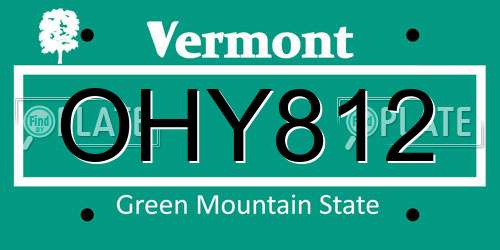 OHY812 Vermont License Plate