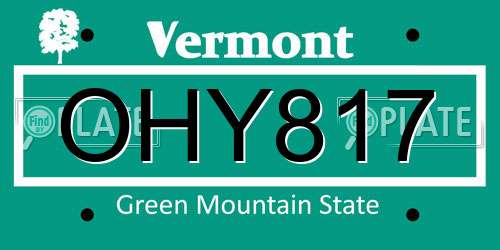 OHY817 Vermont License Plate