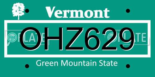 OHZ629 Vermont License Plate