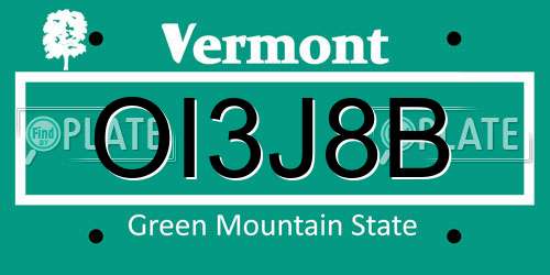 OI3J8B Vermont License Plate