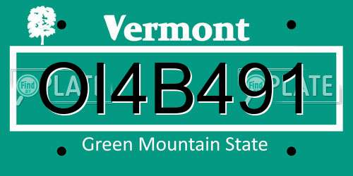 OI4B491 Vermont License Plate
