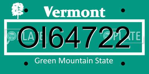 OI64722 Vermont License Plate