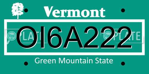OI6A222 Vermont License Plate