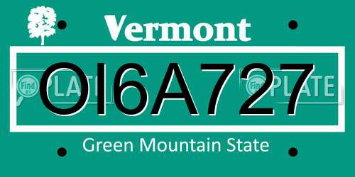 OI6A727 Vermont License Plate